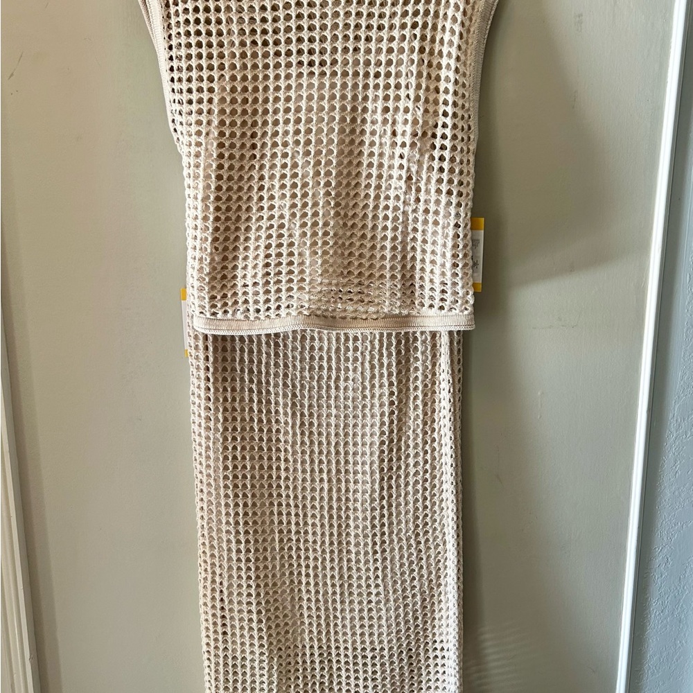Steve Madden Cream Knit Mesh Top and matching Skirt